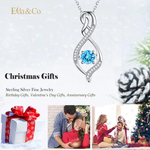 Miniatura 2 de Regalos de cumpleaños para mujeres, collar de amor infinito para esposa, mamá, piedras de nacimiento de septiembre, ópalo de zafiro azul, rosa
