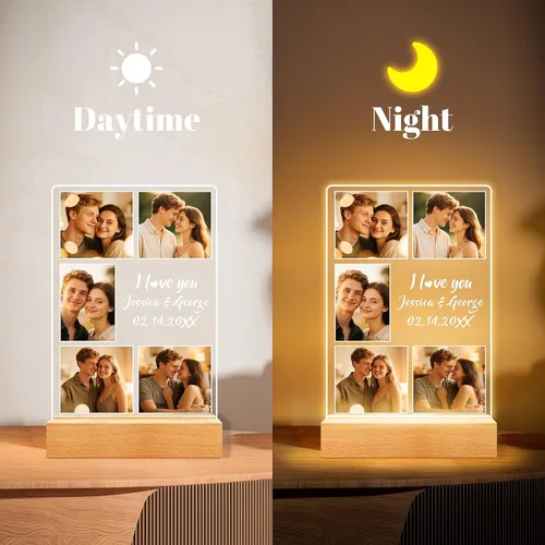 Miniatura 4 de Marcos de fotos personalizados con foto, marco de fotos personalizado con luz nocturna, marco de fotos personalizado, regalos personalizados de 5