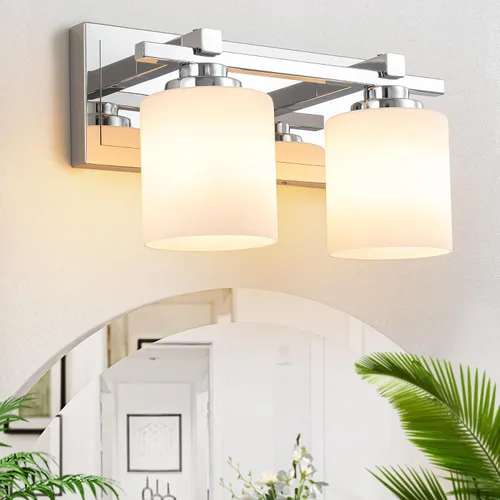 Miniatura 37 de 1 Luminaria Moderna de Baño sobre Espejo, Luces de Tocador Negro Dorado para Apliques de Pared de Baño con Pantallas de Vidrio Blanco Lechoso