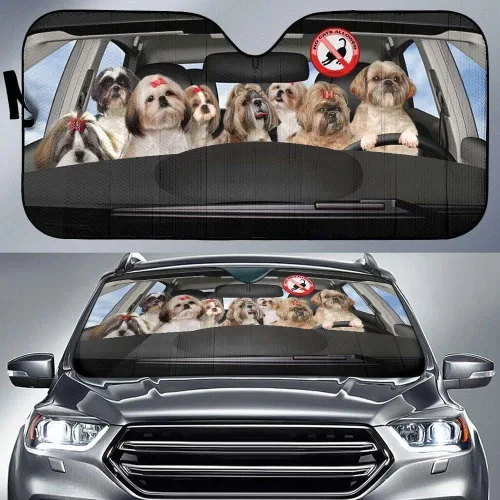 Shih Tzu Not Allowed Cats 3D Dogs Print - Parasol para automóvil, regalo divertido para los amantes de los perros Shih Tzu, para regalo para los
