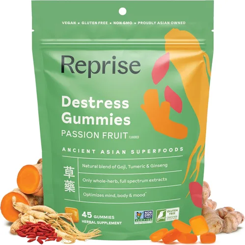 Gomitas antiestrés con ginseng americano, cúrcuma y goji – Ayuda con el alivio del estrés y mejora del estado de ánimo, relajación totalmente