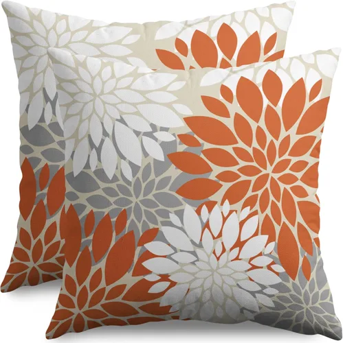 Miniatura 35 de Fundas de Almohada Azul Aguamarina 16X16 Pulgadas Juego de 2, Flores de Dalia Primavera Verano Floral Crema Fundas de Almohada Decorativas