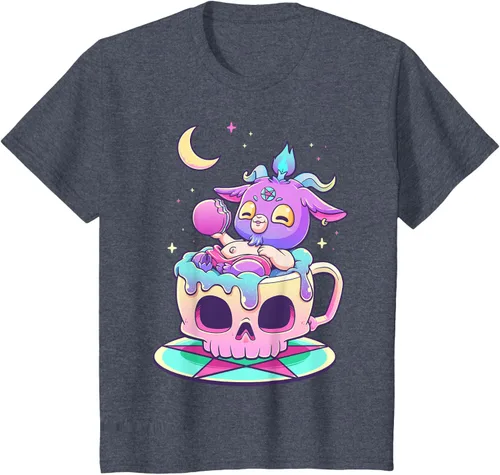 Miniatura 94 de Kawaii Pastel Goth Cute espeluznante Pentáculo Baphomet - Camiseta de cabra, Negro