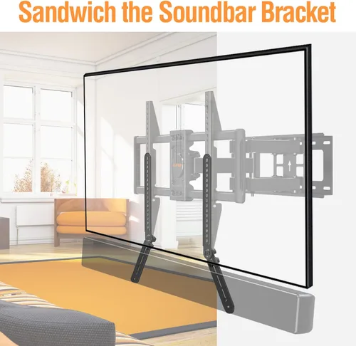 Miniatura 12 de ELIVED Soporte para barra de sonido, soporte de TV para barra de sonido, para montaje encima o debajo de TV, se adapta a la mayoría de barras
