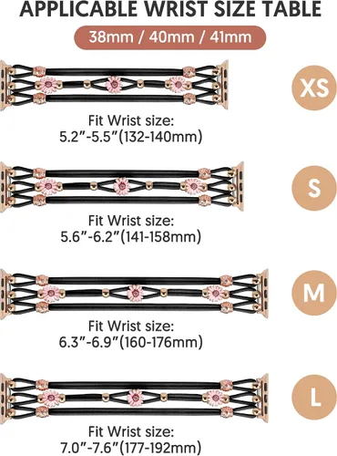 Miniatura 3 de TOYOUTHS - Pulsera floral compatible con Apple Watch de 42/41/40/38mm para mujer, correa elástica trenzada de cuentas boho, delgada y elegante