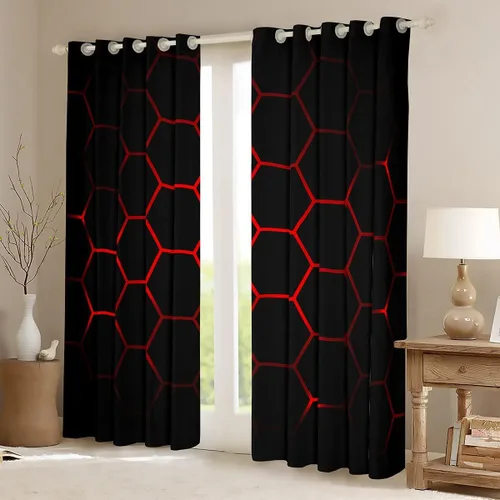 Miniatura 2 de Cortinas de ventana con diseño de panal para niños, hombres y niñas, diseño geométrico moderno con temática hexagonal, para dormitorio, sala