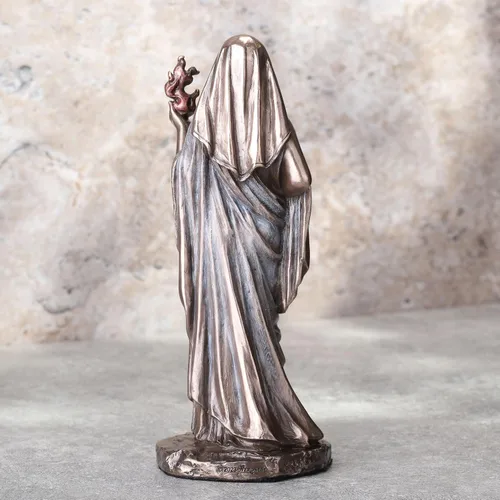 Miniatura 5 de Veronese Design Escultura griega Hestia de 6 1/4 pulgadas con acabado de bronce de resina fundida en frío de hogar y hogar