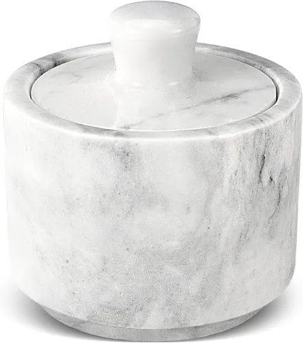 Miniatura 11 de Flexzion Salero de Mármol con Tapa, Contenedor de Mármol Multiusos para Sal, Pimienta, Pimentón y Hierbas en Polvo, Contenedores de Sal para Negro
