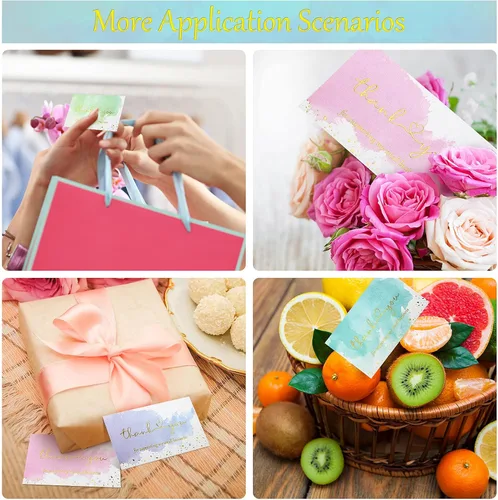 Miniatura 6 de Clabby 120 tarjetas de agradecimiento para negocios, tarjetas de agradecimiento para pequeñas empresas, acuarela, lámina dorada, tarjeta colorida