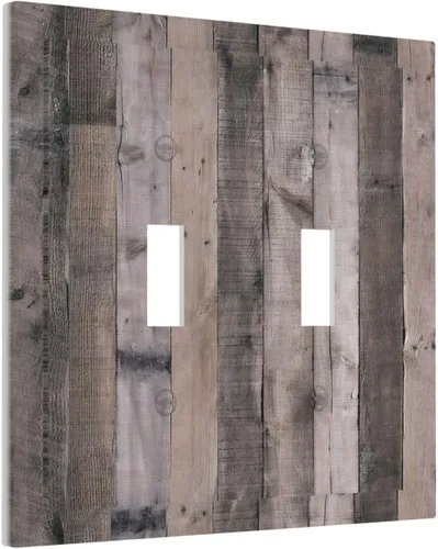 Miniatura 494 de Placa Decorativa de Pared de Granja Rústica con Cuerno de Madera para Puerta de Granero 1 Banda Duplex Cubiertas de Toma Eléctrica Soltera