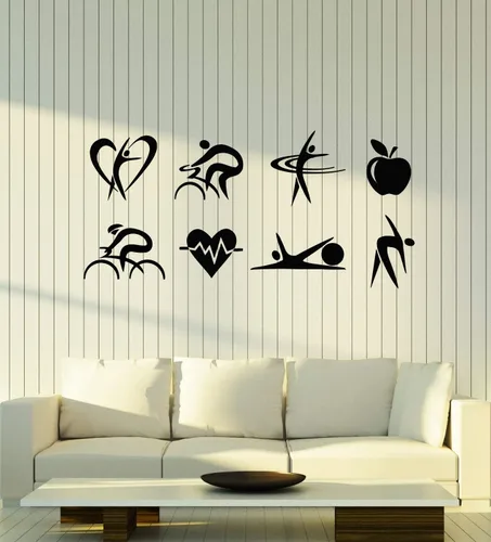 WallStickers4ever Vinyl Wall Decal Yoga Fitness Sport Healthy Lifestyle Motivation Art Stickers Mural Large Decor (g3871) Black