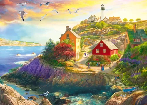 Wonder Forge Goat Hill Lighthouse - Rompecabezas de 1000 piezas para adultos | Piezas únicas y perfectamente ajustadas | Imágenes divertidas y