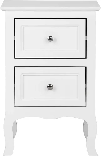 Miniatura 8 de Bonnlo Juego de 2 mesitas de noche blancas con 2 cajones, mesa auxiliar de cama/mesita de noche, mesita de noche pequeña para dormitorio, espacios