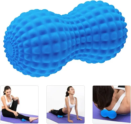 Miniatura 6 de SELEWARE Pelota de masaje de maní, bolas de masaje de doble lacrosse, bola de masaje de tejido profundo para espalda, cuello, hombros, columna Azul