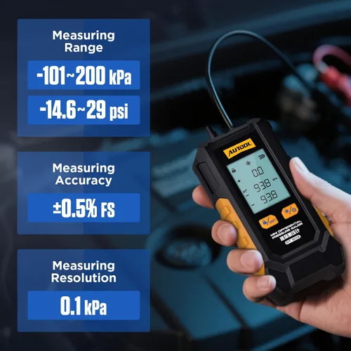 Miniatura 3 de AUTOOL Probador de Presión de Gas Manómetro, Manómetro Digital HVAC, Medidor de Presión de 6 Unidades Diferencial de Doble Puerto -101 a 200Kpa