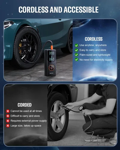 Miniatura 4 de Inflador de neumáticos, compresor de aire portátil, bomba de aire de 160 PSI para neumáticos de automóvil con medidor de presión digital, luz LED e