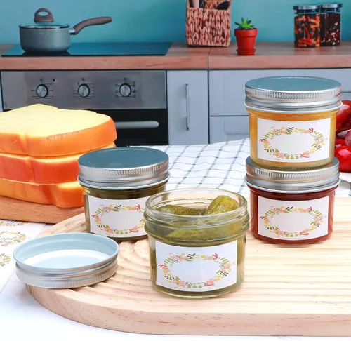 Miniatura 8 de Tarros pequeños de 4 onzas, paquete de 9 tarros de vidrio con tapas regulares, mini tarros de mermelada para gelatina, mermelada, miel, postre