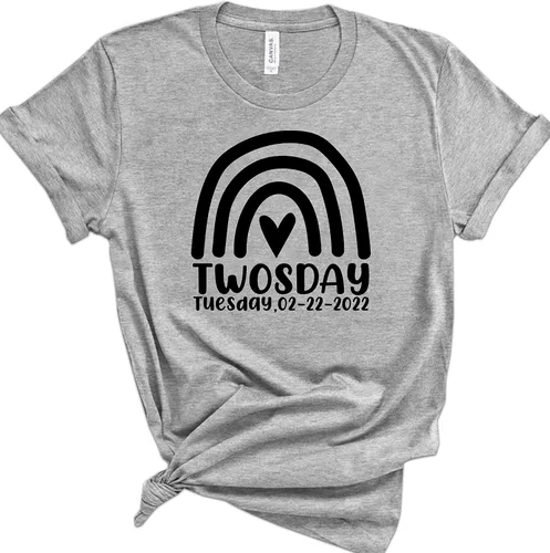 Miniatura 2 de Twosday T-Shirt, Twosday 02-22-2022 T-Shirt for Adult Toddler Youth Men Women Baby, Twosday 02-22-2022 Tuesday Mono Color Rainbow T-Shirt for Women