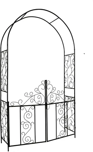 Arco de jardín de acero de 7 pies 5 pulgadas de alto x 4 pies 2 pulgadas de ancho con puerta, cenador de jardín para varias plantas trepadoras,