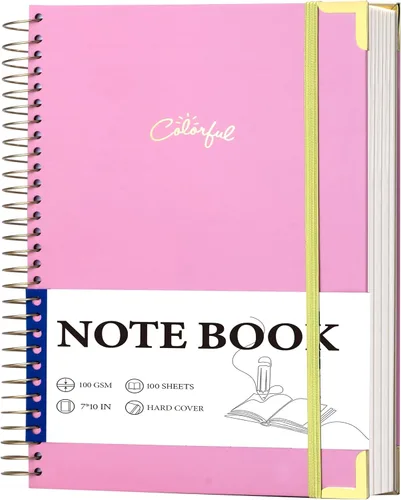 Miniatura 12 de Yoment Cuaderno de espiral B5 con bolsillos para carpeta, 200 páginas de tapa dura, diario de rayas universitarias, papel grueso de 3.53 oz/m²