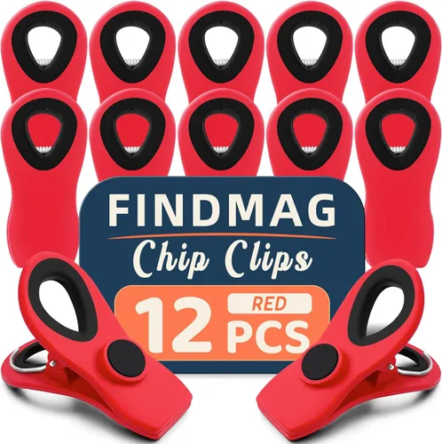 Miniatura 12 de Paquete de 12 clips de chips, clips magnéticos para bolsas para paquetes de alimentos, accesorios de RV, clip de cocina con imán para refrigerador