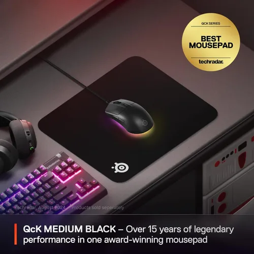 Miniatura 2 de SteelSeries QcK Alfombrilla de ratón para juegos mediana — Negro — Base de goma de silicona antideslizante — Seguimiento y estabilidad máximos