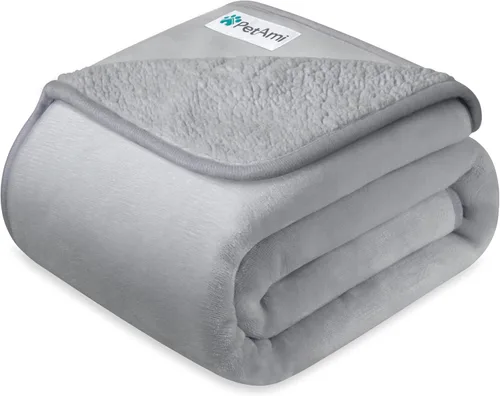Miniatura 20 de PETAMI Manta impermeable de forro polar Sherpa para gatos y perros, color beige, talla S