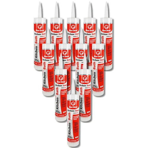 Miniatura 13 de Red Devil 0406 Masilla y sellador acrílico de silicona, 100% impermeable, pintable, masilla blanca para cocina, baño, ventana, con Duraguard, 5.5