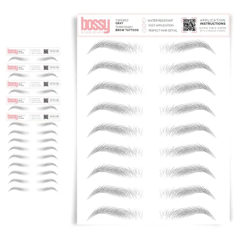 Miniatura 50 de 5 paquetes de tatuajes temporales para cejas, adhesivos impermeables para cejas, tatuajes falsos para el cabello tipo pelar de transferencia