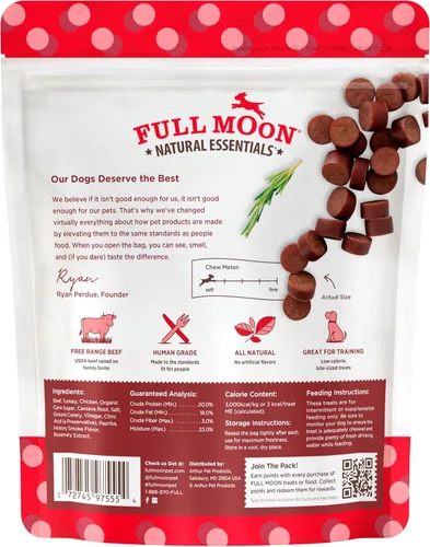 Miniatura 2 de Full Moon - Golosinas totalmente naturales de grado humano para perros, bocaditos sabrosos de ternera esenciales, 14 onzas