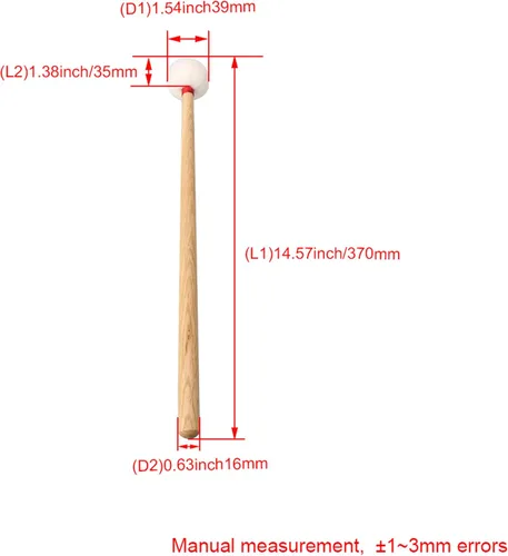Miniatura 4 de Palillo de percusión de 4.57 pulgadas de longitud, mazos de tambor y percusión para xilófono, carillón, bloque de madera, glockenspiel y campanas
