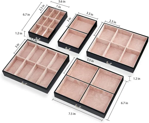 Miniatura 3 de DREAM&GLAMOUR - Cajas de joyería grande, de piel sintética, organizador de joyas de piel sintética con espejo y cerradura. Caja de almacenamiento