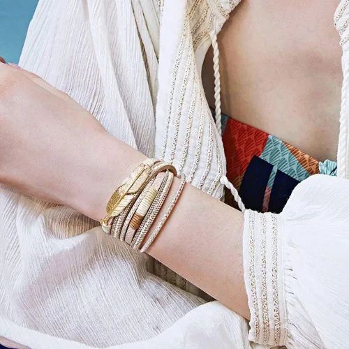 Miniatura 2 de Leather Wrap Bracelet Set 3Pack Wrist Cuff Bracelet for Women Multilayer Magnetic Clasp Bracelet Feather Tree Bead Crystal Bracelet