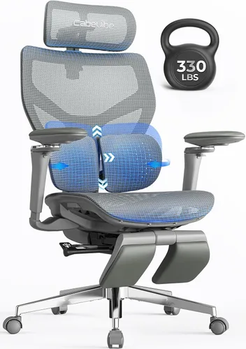 Miniatura 10 de Silla de oficina ergonómica con soporte lumbar, más de 10 horas sentado, cómodo, sillas de escritorio de malla grandes y altas, reposacabezas 4D