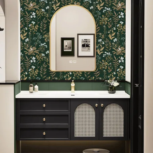 Miniatura 8 de Abyssaly Papel tapiz vintage para despegar y pegar, papel de contacto floral para decoración de revestimiento de estantes de dormitorio