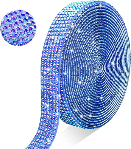 Tiras de cristal con diamantes de imitación azules AB autoadhesivas, 3 yardas, de resina de Navidad, para manualidades, bodas, fiestas de Navidad de