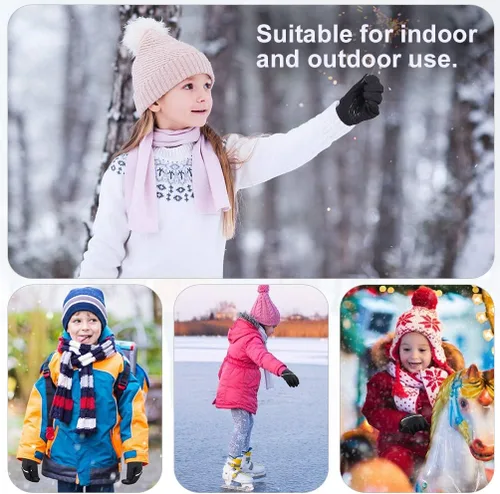 Miniatura 7 de OOPOR Guantes de invierno cálidos para correr, para niños, para clima frío, ciclismo, nieve, esquí, deportes, niños y niñas de 4 a 12 años