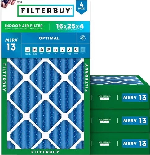 Miniatura 35 de Filterbuy Filtro de aire MERV 13 de 8 x 14 x 1 pulgadas, protección óptima contra el humo y la alergia (paquete de 4), filtros electrostáticos