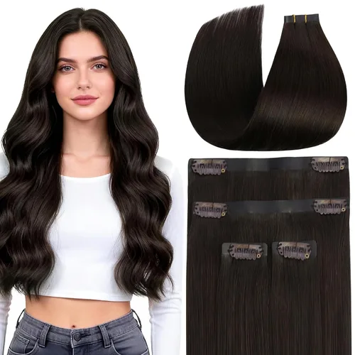 Miniatura 16 de Full Shine Extensiones de cabello humano con pinzas, cabello humano Remy invisible para mujer, color rubio platino, 20 pulgadas, 8 unidades, 4.23 oz