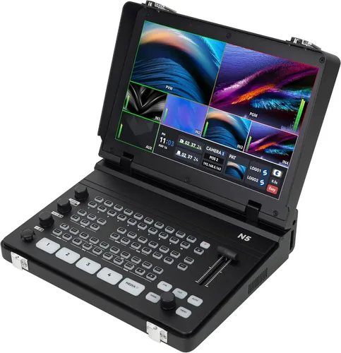 SPROLINK NeoLIVE N5S 5 Canales de Entrada Conmutador de Transmisión de Video Diseño de Laptop con Pantalla de 10.1 pulgadas, con Entradas Duales 4K,