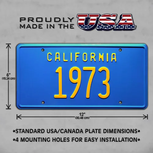 Miniatura 3 de California Vintage Hot Rod 1973 Placa de matrícula de tocador con estampado de metal