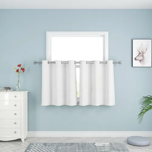 Miniatura 45 de UPOPO Cortinas de niveles de cocina negras de privacidad de lino texturizado de 24 pulgadas de largo, cortinas de café sobre el fregadero, cortinas