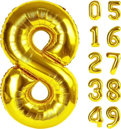Miniatura 241 de Globo de cumpleaños número 4 dorado de 40 pulgadas, globos gigantes del número cuatro 14 24 34 40 44 2024, globos grandes de lámina de mylar para Oro