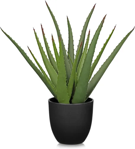 Miniatura 9 de GnFlus Plantas suculentas falsas de aloe vera de 13 pulgadas, suculentas artificiales grandes con maceta negra, planta de aloe sintético en maceta