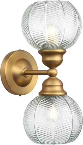 Miniatura 12 de Pathson Milk White Glass Wall Sconces Lighting, 2 Lights Industrial Wall Vanity Light Fixtures Brass Finish, Vintage Wall Sconce Lamp for Bathroom