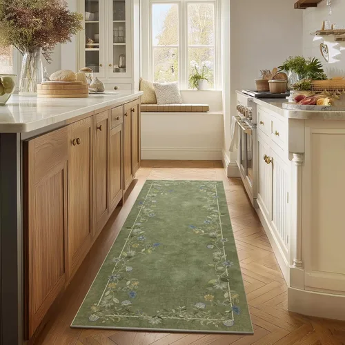 Miniatura 89 de Alfombra de pasillo lavable antideslizante: alfombra de cocina de 2 x 6 pies, resistente a las manchas, con parte trasera de goma, alfombra suave