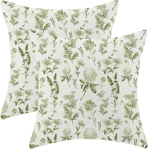 Miniatura 42 de AEIOAE Fundas de Almohada de Primavera 12x20 Pulgadas Juego de 2, Fundas de Almohadas Decorativas de Flores Silvestres y Plantas Verde Salvia