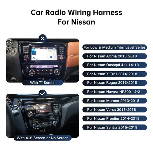 Miniatura 3 de Arnés de cableado de radio de coche de 16 pines para Nissan Rogue, Altima 13-18, Qashqai X-Trail Frontier Sentra 14-18, cable de cable estéreo
