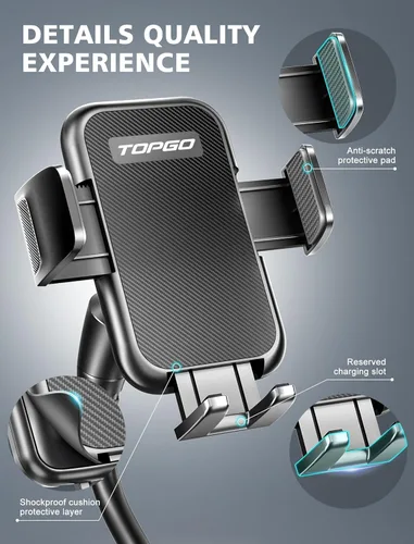 Miniatura 5 de Soporte de Portavasos para Auto, Soporte Universal Ajustable de Cuello de Cisne para Celular, Soporte de Coche para iPhone 14, Samsung, LG (Negro)