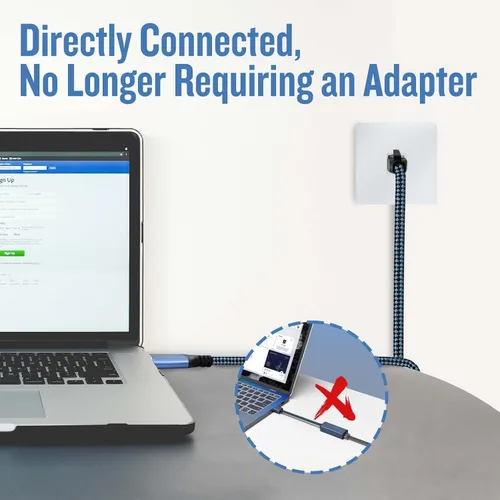 Miniatura 3 de Cable USB C a Ethernet, cable tipo C a RJ45 de 2 pies, cable USB C a Gigabit Ethernet compatible con Thunderbolt 3/4, conectado directamente a